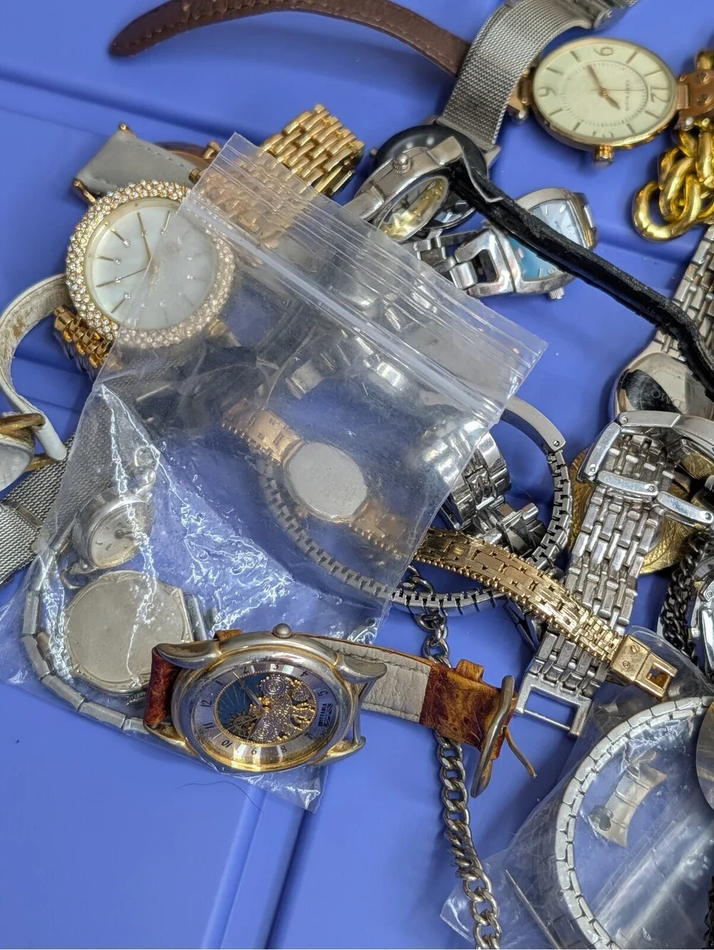 Vintage Watch Lot 2.78lb Skagen, Fossil, Anne Klein, Pocket Watches Repair/Parts
